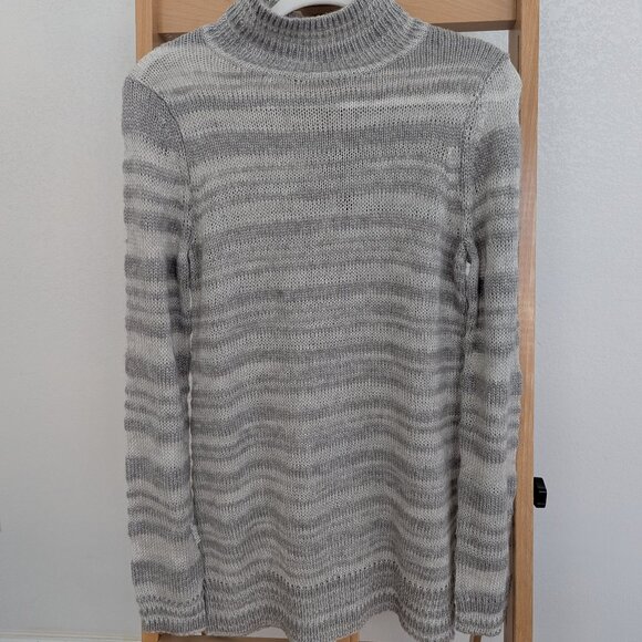 NWT Anthropologie Moth Gray Striped Twin Shadows Turtleneck Sweater - Picture 1 of 5